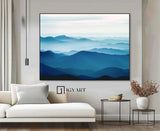 Large blue abstract art blue mountain landscape art Large mount paintings mountain wall art 