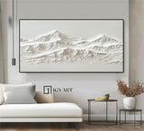 white Snow mountain painting white textured wall art Original 3D White Mountain Painting