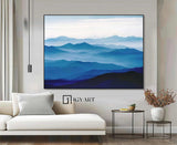 Large mountain painting mountain wall art Large blue abstract art blue mountains artwork