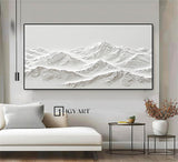 white Snow Mountain textured wall art Large White Snow Mountain Painting White Snow Mountain Canvas Art 