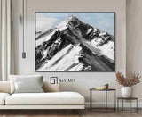 Large Original Mountain Painting Snow Mountain Wall Art Snow Mountain Painting Skiing Ar