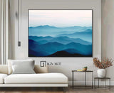 Large mountain painting mountain wall art Large blue abstract art blue mountains artwork