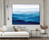 Large blue abstract art blue mountain landscape art Large mount paintings mountain wall art 