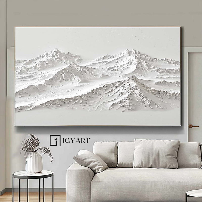 white Snow Mountain textured wall art Large White Snow Mountain Painting White Snow Mountain Canvas Art 