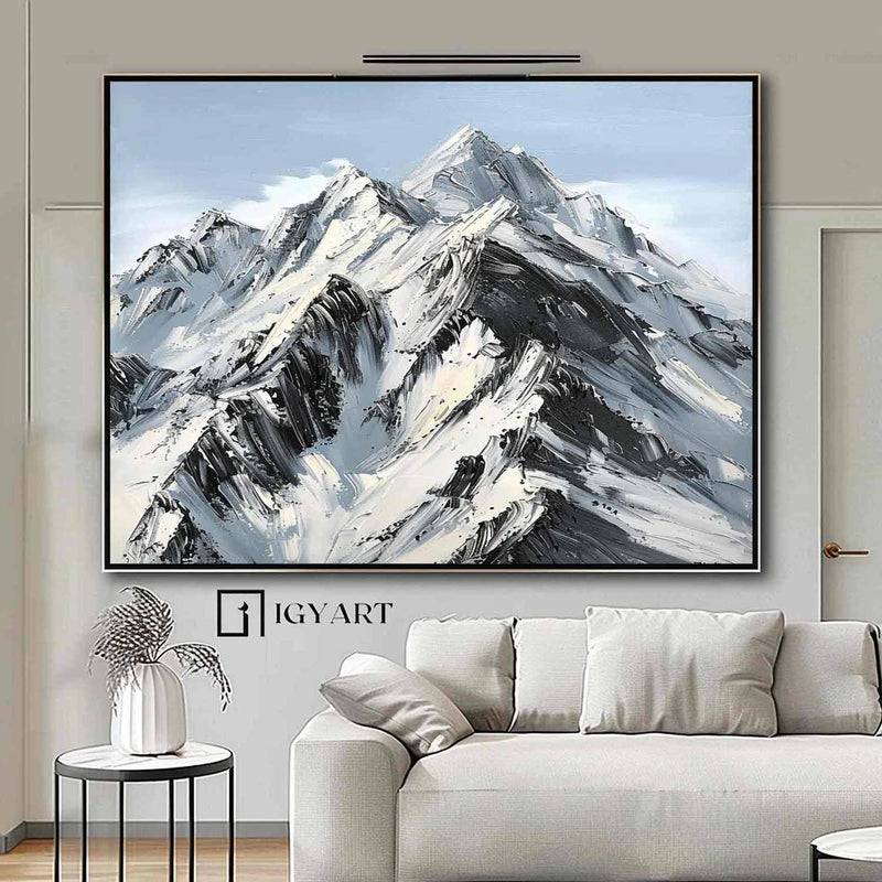 Large Mountain Landscape Oil Painting for Living Room Abstract Snow Mountain Oil Painting 