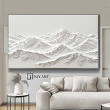 white Snow Mountain textured wall art Large White Snow Mountain Painting White Snow Mountain Canvas Art 