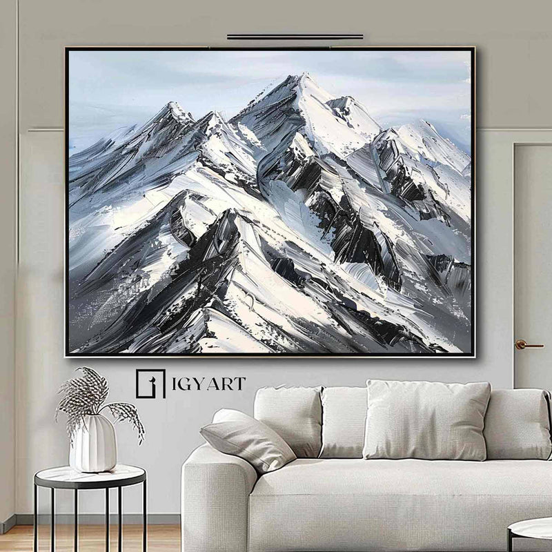 Abstract Snow Mountain Oil Painting Large Mountain Landscape Oil Painting for Living Room