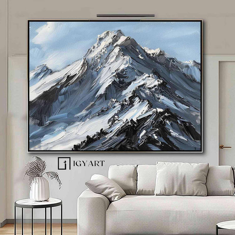 Large Original 3D White Mountain Painting Snow Mountain Wall Art Snow Mountain Painting