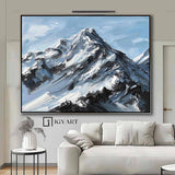 Large Original 3D White Mountain Painting Snow Mountain Wall Art Snow Mountain Painting Skiing Art