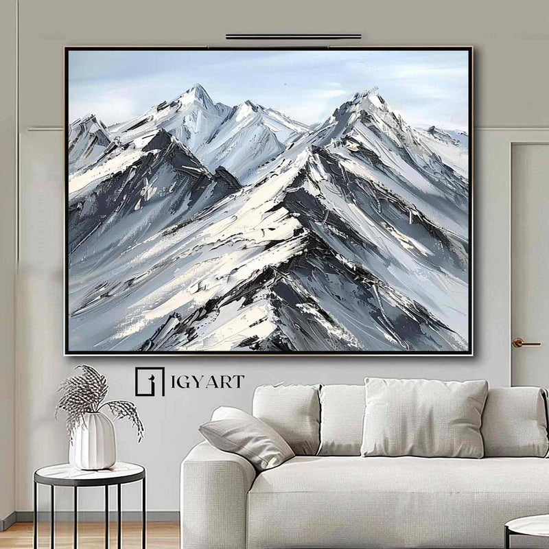 Abstract Snow Mountain Oil Painting Large Mountain Landscape Oil Painting for Living Room