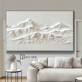 white Snow mountain painting white textured wall art Original 3D White Mountain Painting