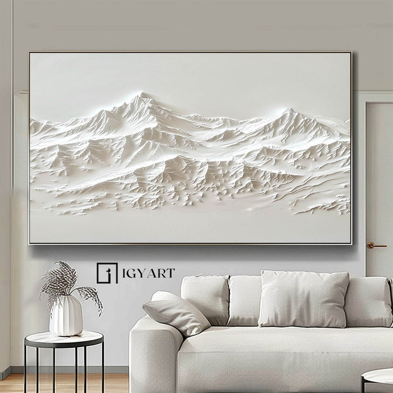 white Snow mountain painting white textured wall art Original 3D White Mountain Painting