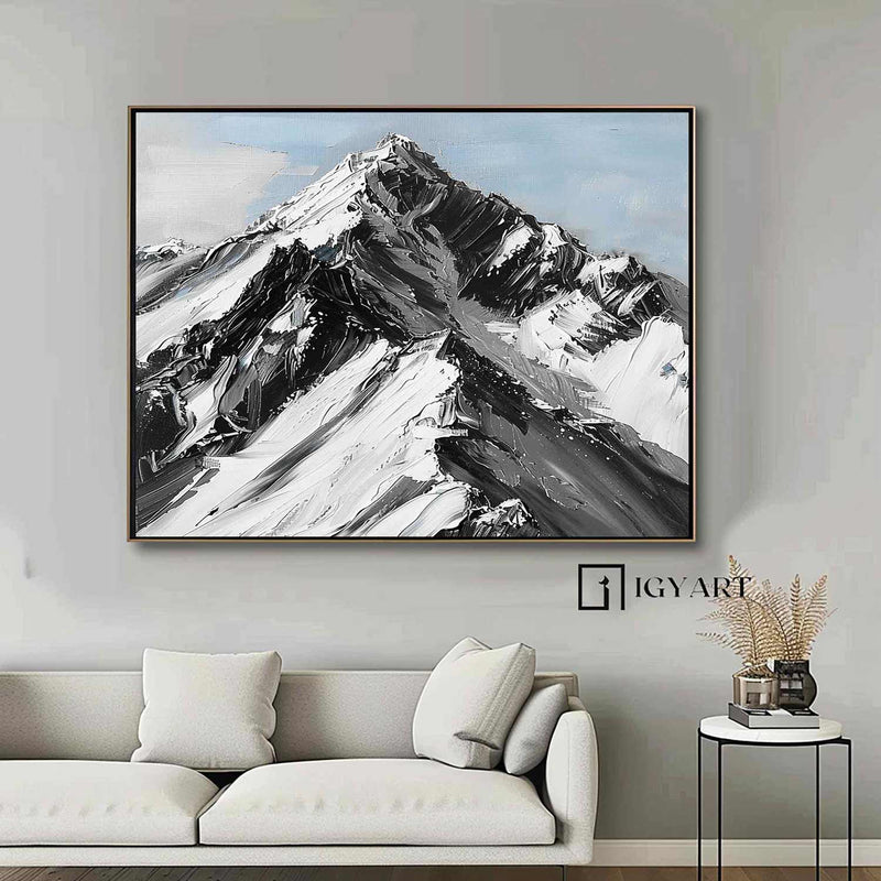 Large Original Mountain Painting Snow Mountain Wall Art Snow Mountain Painting Skiing Ar