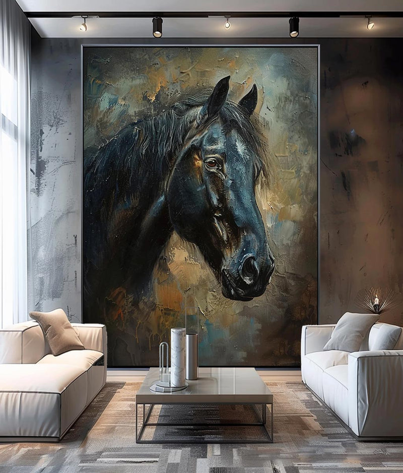 Horse Oil Painting Ferghana horse painting animal wall art Horse Head Painting Personalized Gifts