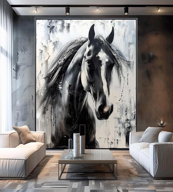 Horse head painting Horse Oil Painting Horse Abstract painting Animal Painting Hand-painted horse head painting