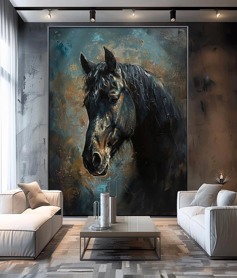 Ferghana horse painting Horse Oil Painting animal wall art Horse Head Painting Personalized Gifts