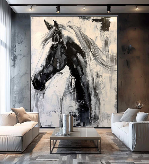 Horse head painting Horse Oil Painting Horse Abstract painting Animal Painting Hand-painted horse head painting