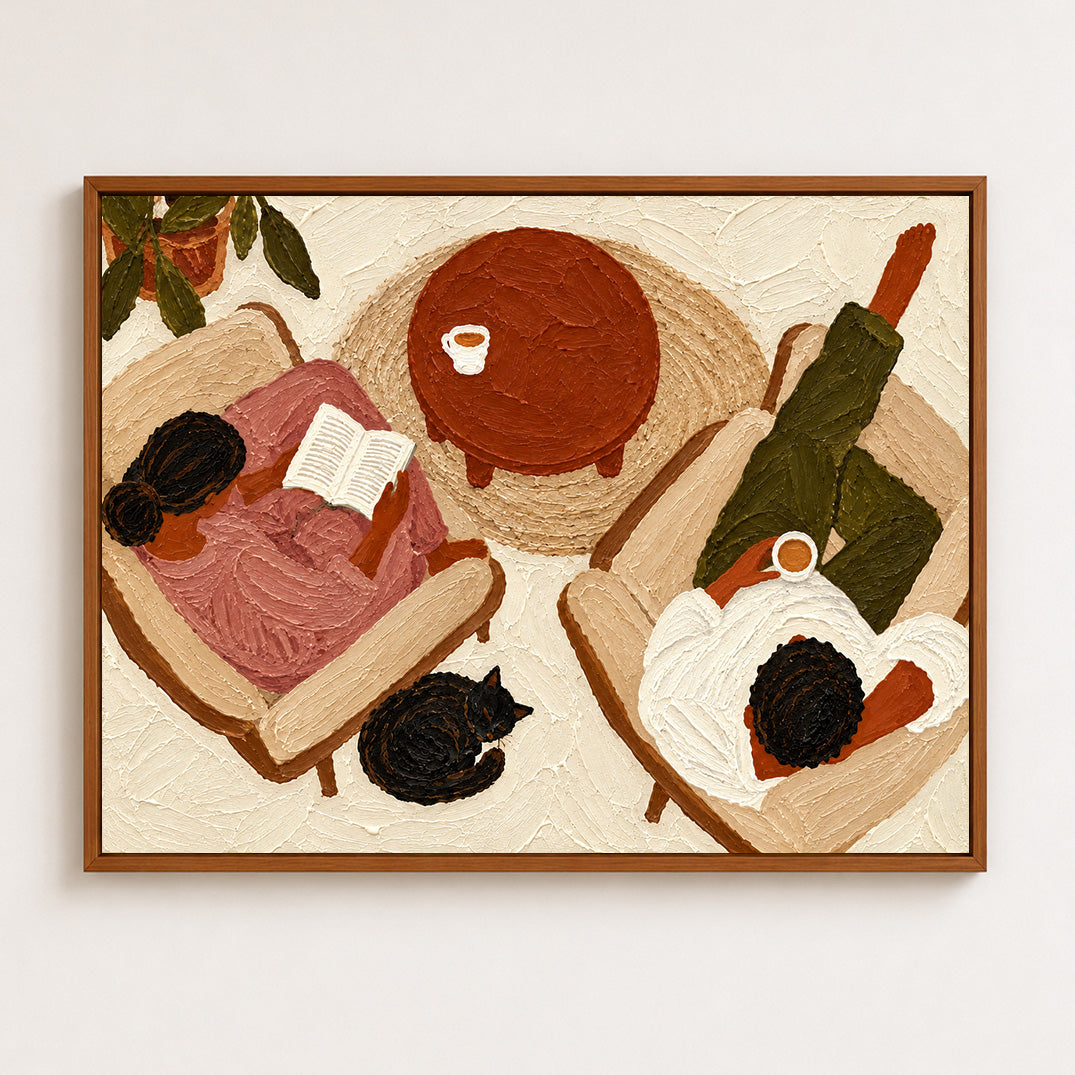 Cat Lover Wall Art、Couple And Cat Art、Cozy Home Wall Art、Reading Nook Art