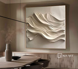 Wood carving wall art Beige Sculptured art 3D Textured Wall Decor 