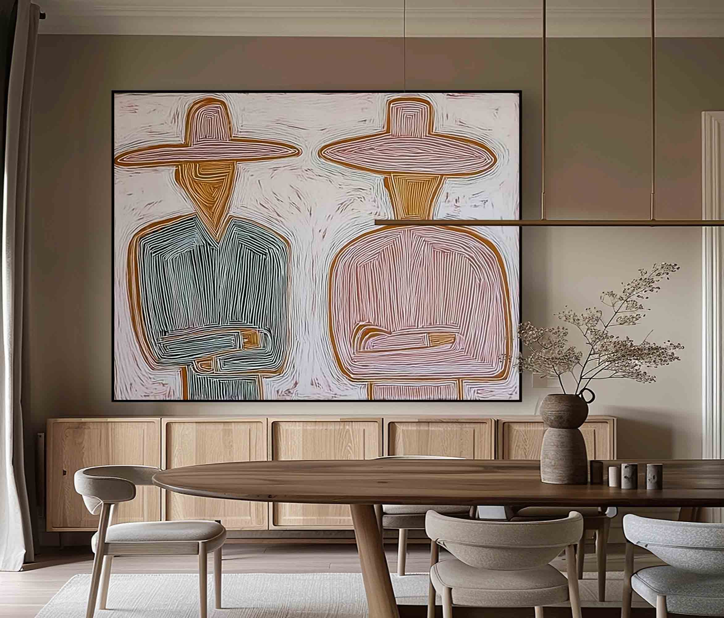 Two cowboys abstract painting Western cowboys abstract figure decor