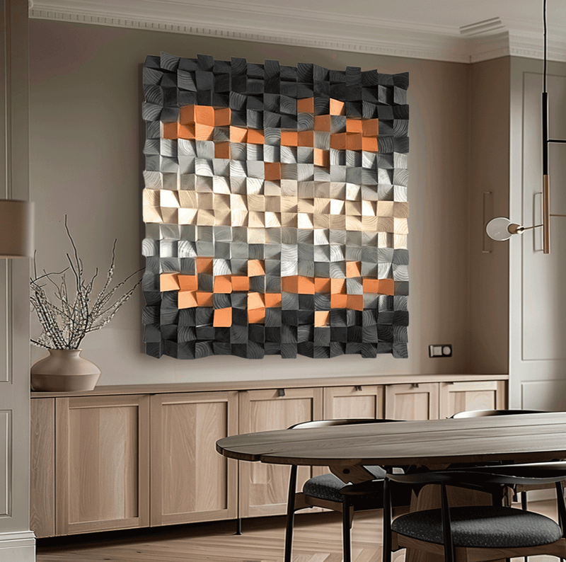 sculpture Textured Wall Decor Wood Block Art Geometric Wood Art Sculptured art Painting