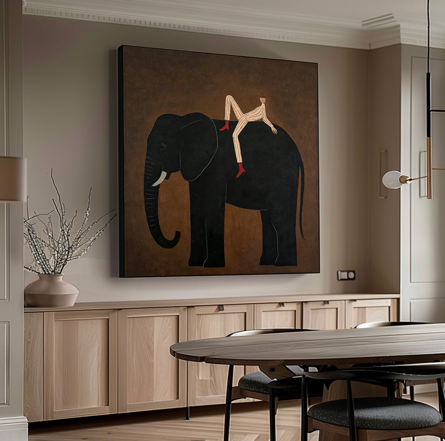 Surrealist Animal Portrait Wall Art Large Minimalist Surrealism Elephant Painting