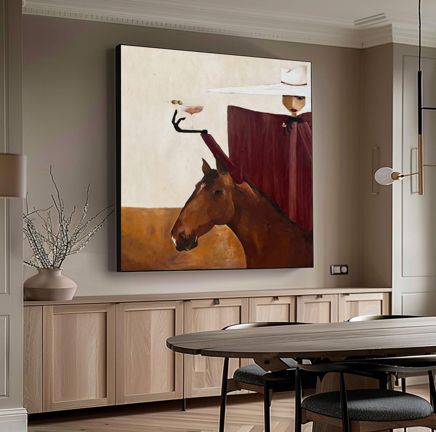 Mid-century Modern Minimalist Figure Painting Modern Abstract Lady Wall Art