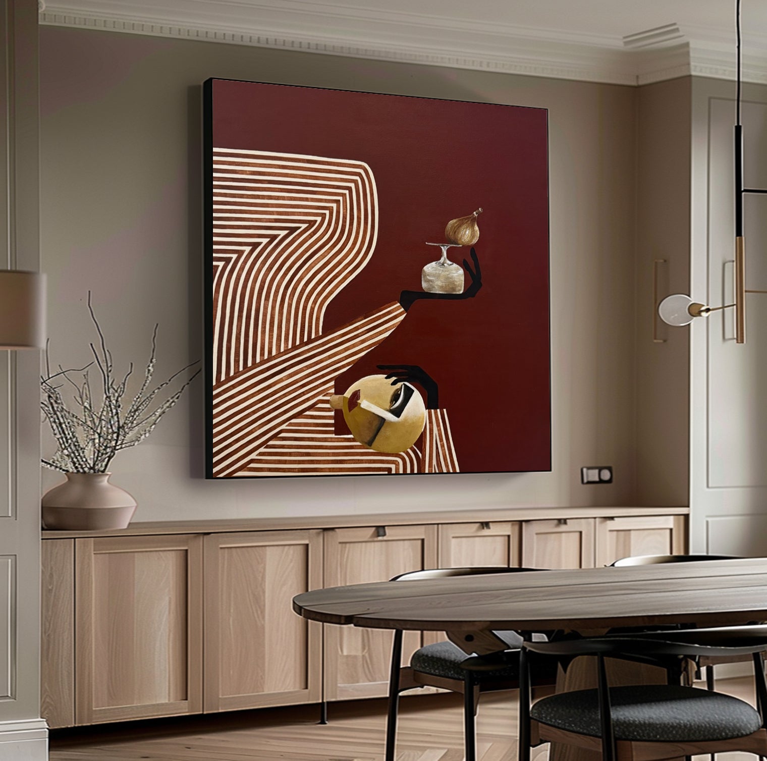 Modern Abstract Figure Wall Art Mid-century Modern Minimalist Figure Painting