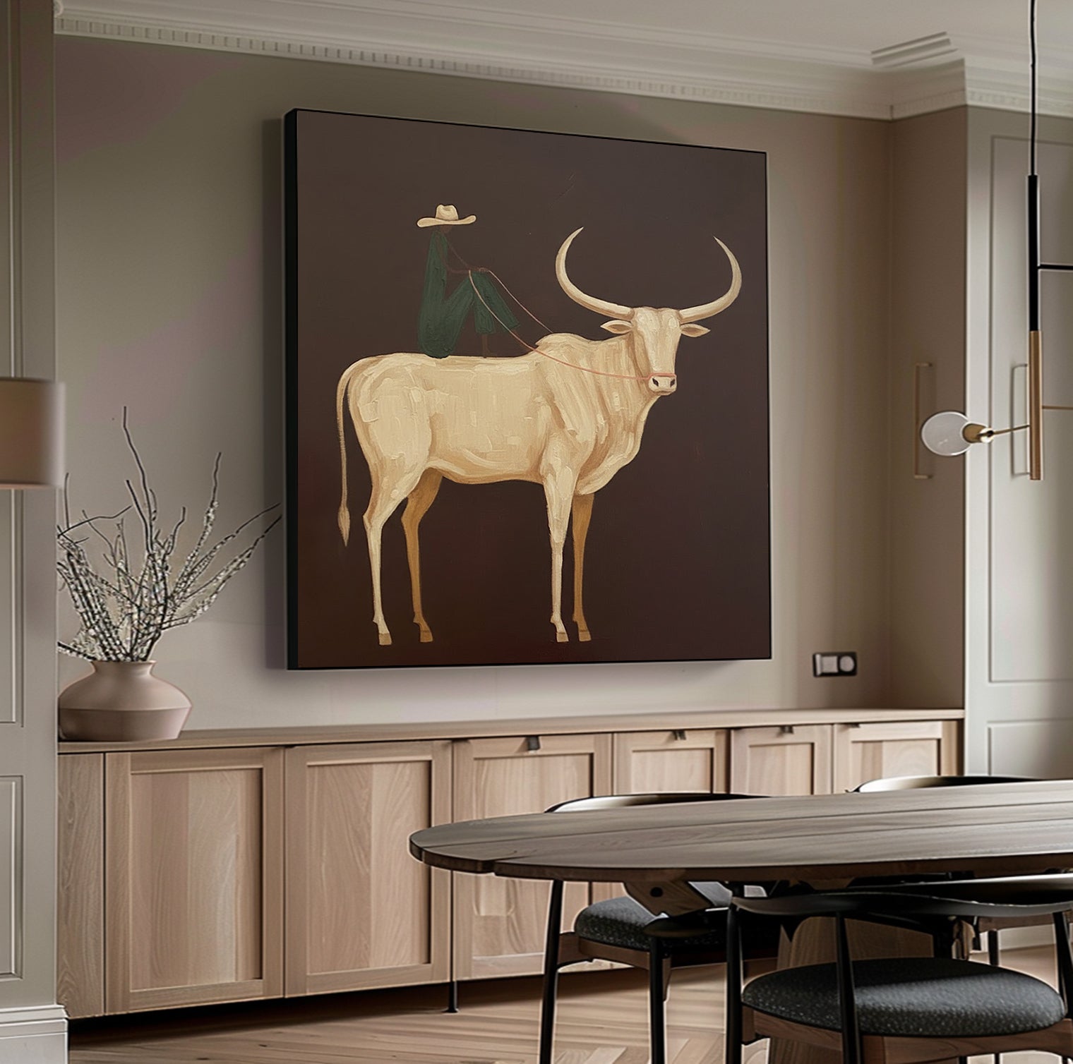 Surrealist Animal Art, Modern Impasto Technique, Minimalist Western Decor