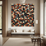 Geometric Wood Art Sculptured art Painting sculpture Textured Wall Decor Wood Block Art