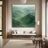 Green mountain painting Large Green mountain Abstract Painting Green landscape painting