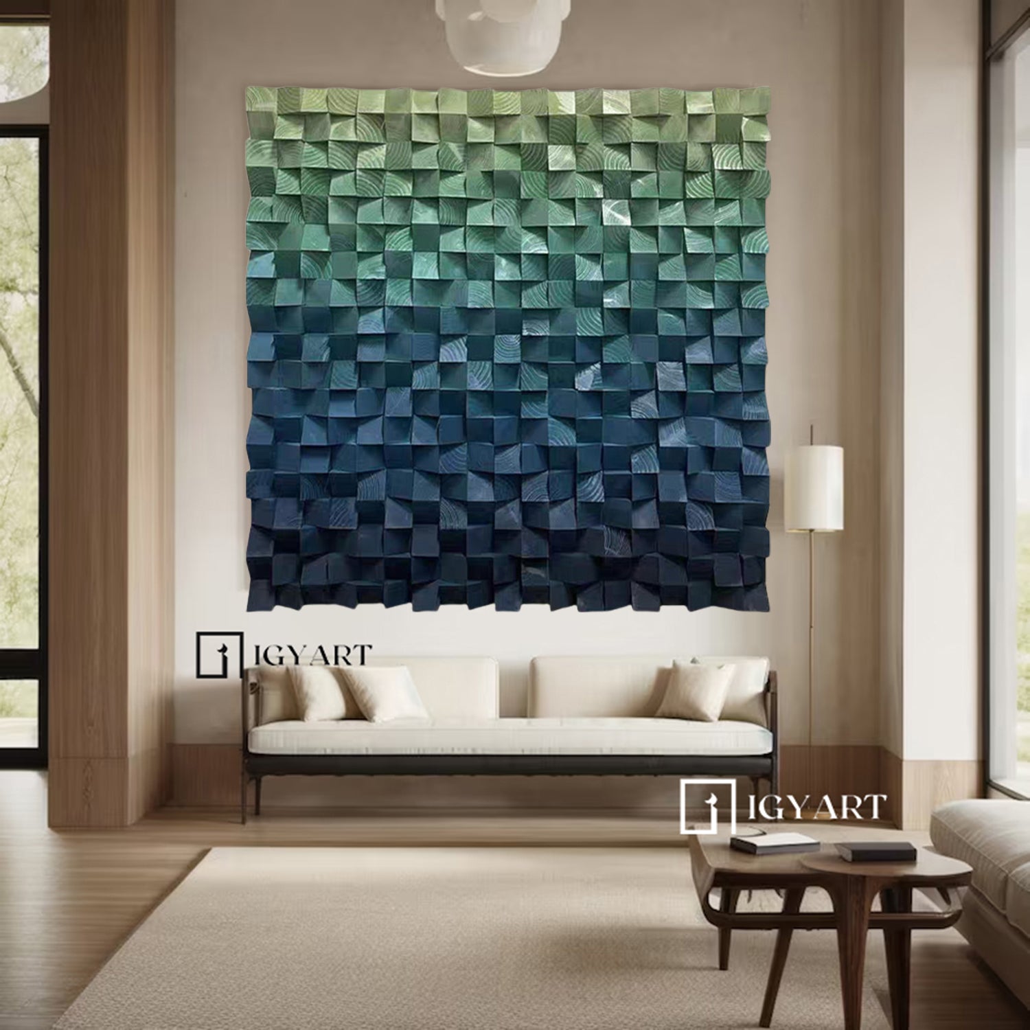 Wood wall Decor Wood Block Art Geometric Wood Art Sculptured art