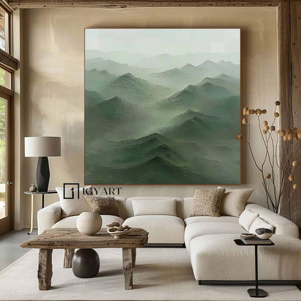 Large Green mountain Abstract Painting Green mountain painting Green landscape painting