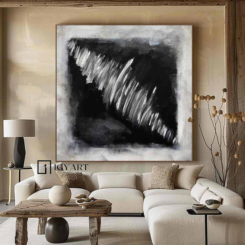 Black White Abstract Art Black Abstract Painting Large Black Abstract wall art Boho Living Room Wall Art