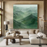 Green mountain painting Large Green mountain Abstract Painting Green landscape painting