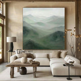 Green Mountains painting Green landscape painting Green Abstract wall art