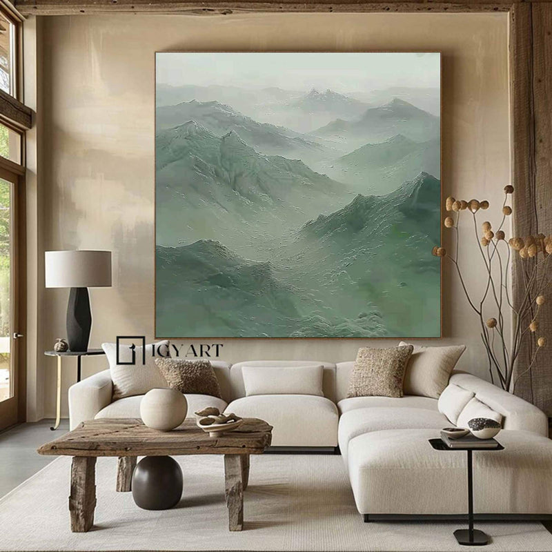 Large Green mountain Abstract Painting Green mountain painting Green landscape painting