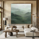 Green Abstract wall art sage green Mountains landscape art Mountain peaks Abstract Painting