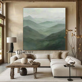 Green Abstract wall art sage green Mountains landscape art Mountain peaks Abstract Painting