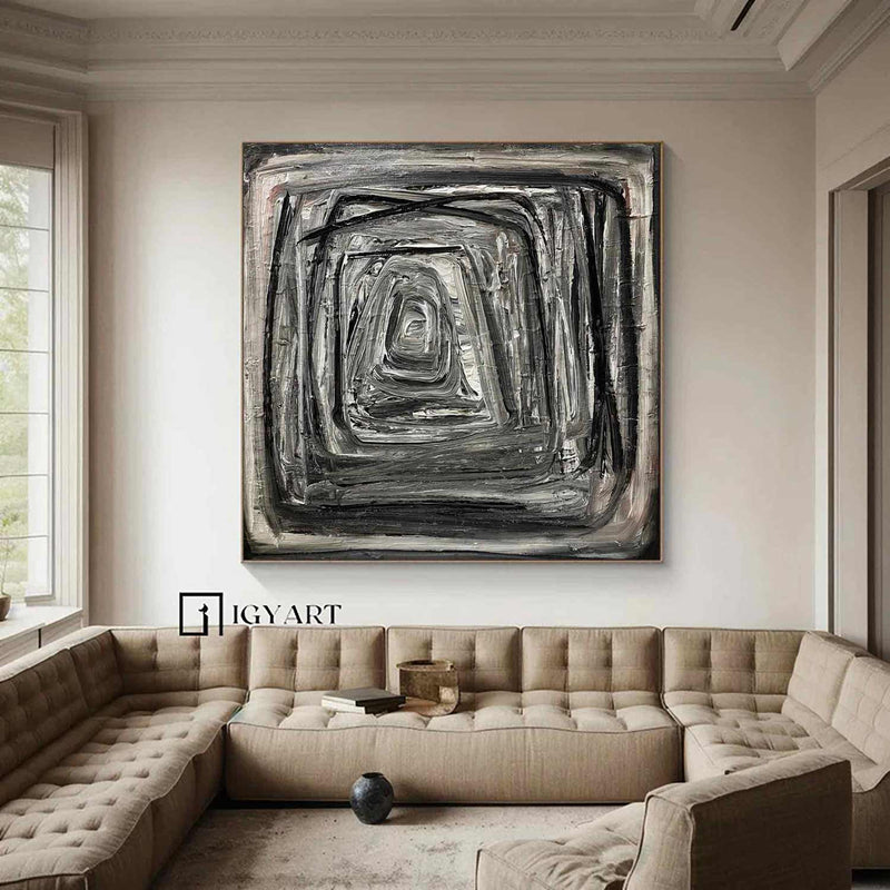 Black Abstract Painting Black Textured Painting Large Black Abstract Painting Boho Living Room Wall Art