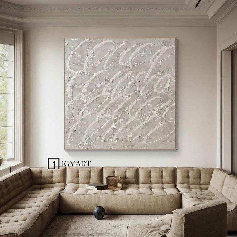 Beige White Abstract Painting Beige White Minimalist Wall Art Beige White Wabi Sabi Wall Art 