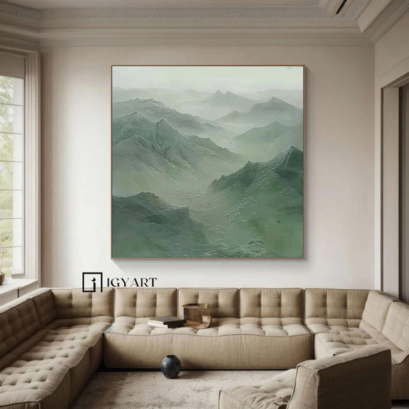 Large Green mountain Abstract Painting Green mountain painting Green landscape painting