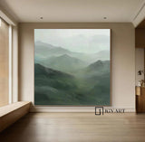 Green Abstract wall art sage green Mountains landscape art Mountain peaks Abstract Painting