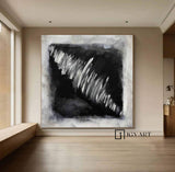 Black White Abstract Art Black Abstract Painting Large Black Abstract wall art Boho Living Room Wall Art