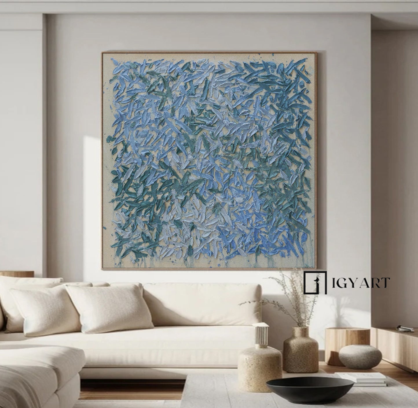 Large Blue abstract painting Blue texture wall art Blue Abstract Art
