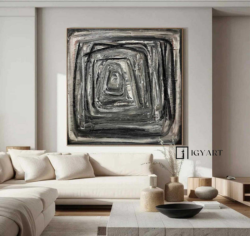 Black Abstract Painting Black Textured Painting Large Black Abstract Painting Boho Living Room Wall Art