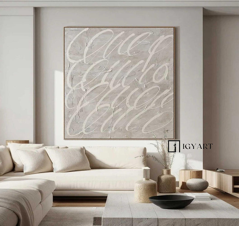 Beige White Abstract Painting Beige White Minimalist Wall Art Beige White Wabi Sabi Wall Art 