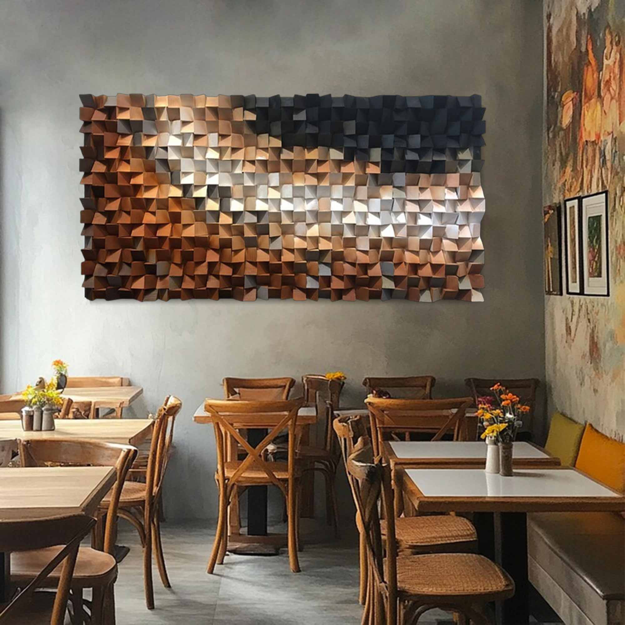 wood texture wall decor Geometric Wood Art Textured Wall Sculpture art