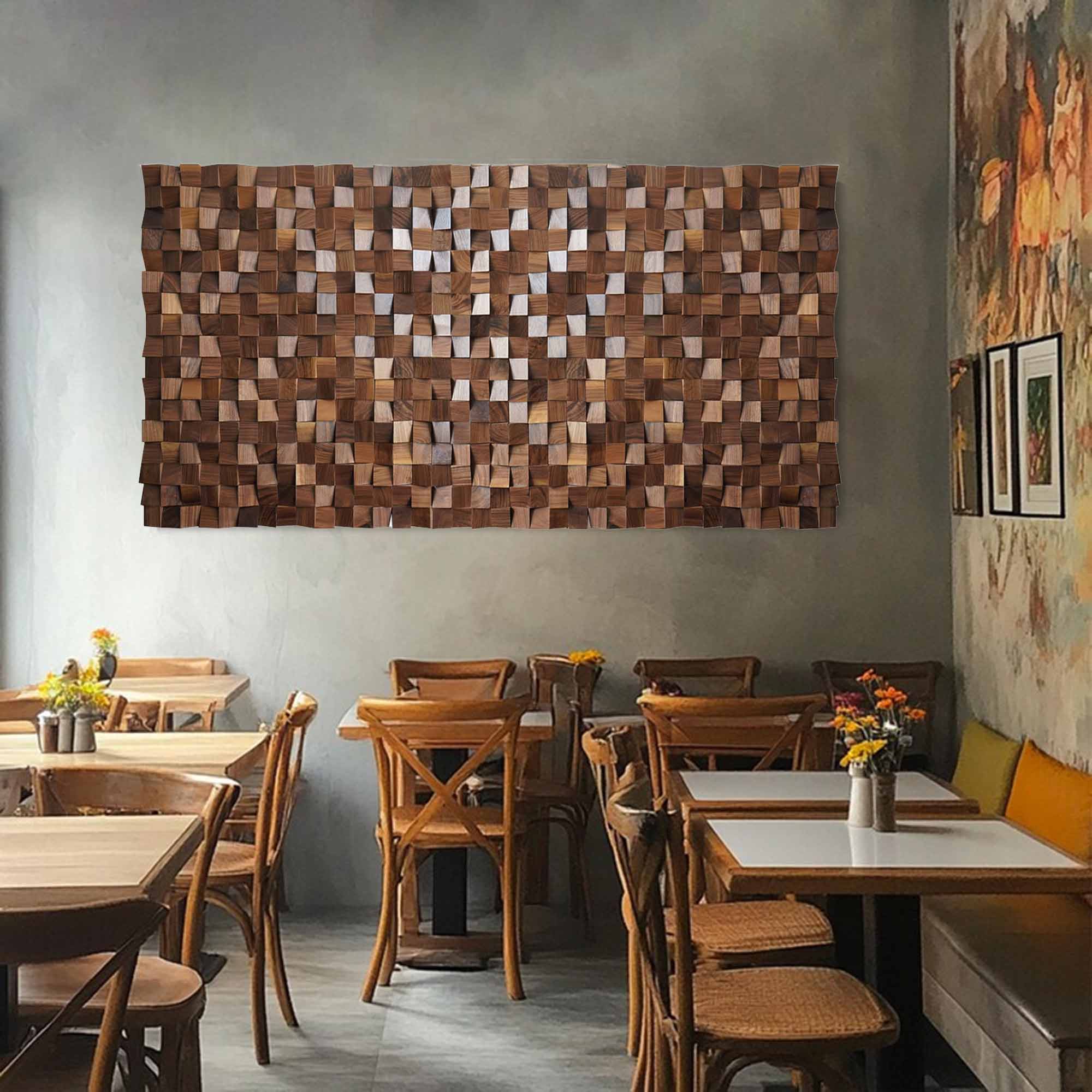 Hand-Painted Wood Carving Wall Art: Abstract 3D Textured Sculpture art