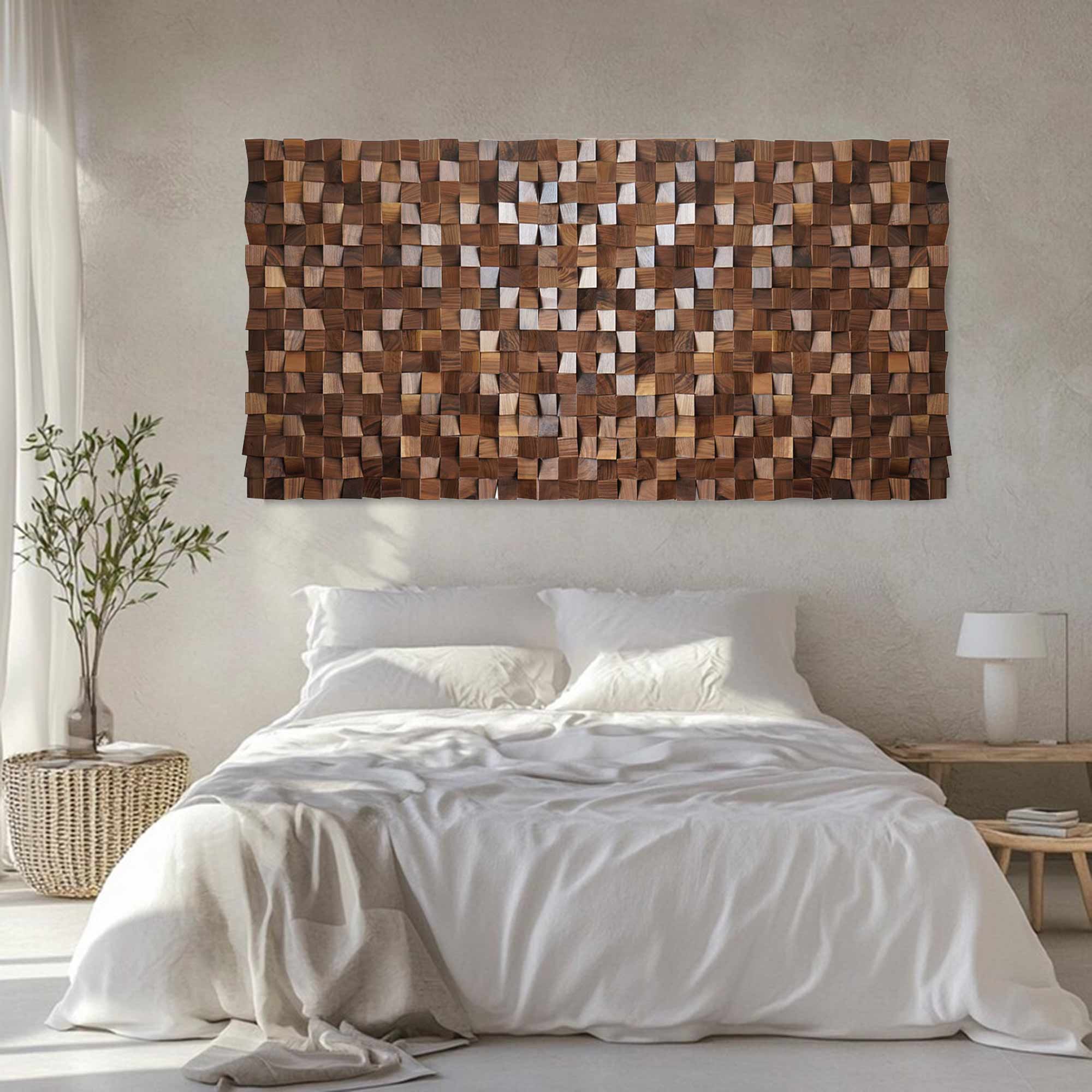 Hand-Painted Wood Carving Wall Art: Abstract 3D Textured Sculpture art